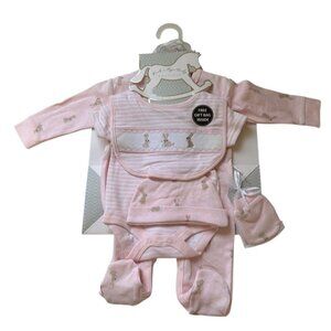 Rock A Bye Baby Boutique Newborn Pink Bunny Gift Set With Bag 4-Piece Outfit
